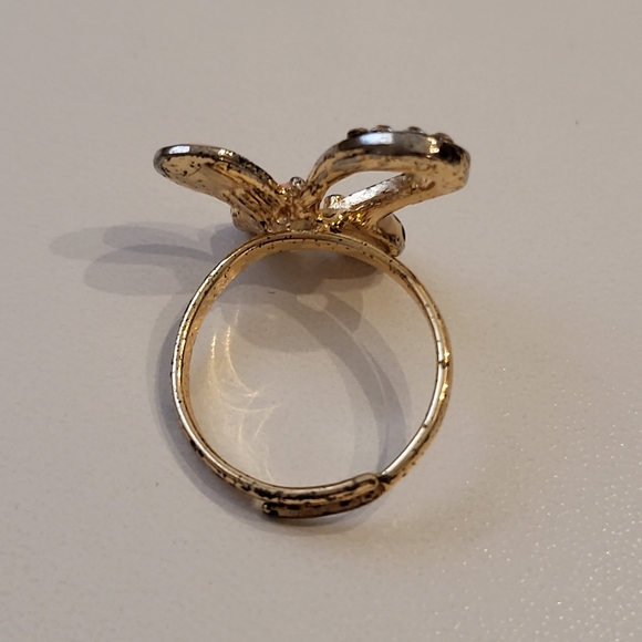 5for$25🥰 VINTAGE BUTTERFLY cz Crystal Pink Lady Bug on Gold ring adjustablesize - Picture 4 of 6
